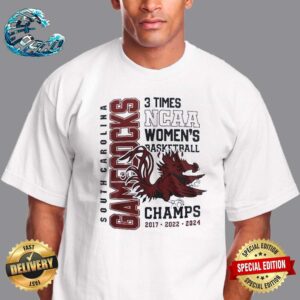 South Carolina Gamecocks 3 Times Champions 2024 NCAA Women’s Basketball National Championship Game Unisex T-Shirt