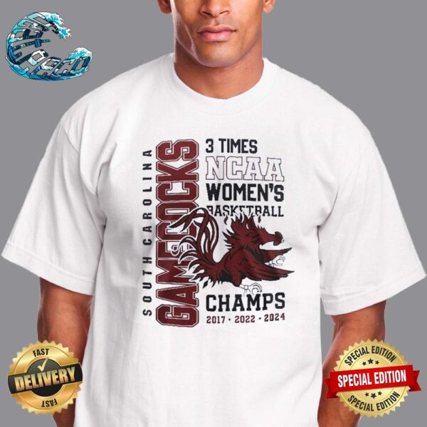 South Carolina Gamecocks 3 Times Champions 2024 NCAA Women’s Basketball National Championship Game Unisex T-Shirt