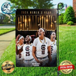 South Carolina Gamecocks Beats Iowa Hawkeyes 87-75 To Win NCAA March Madness Women’s Basketball National Champions 2024 Two Sides Garden House Flag