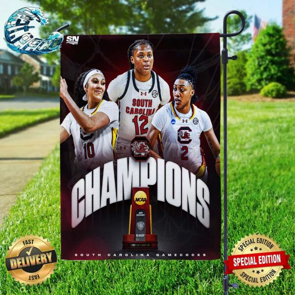 South Carolina Gamecocks Wins The National Champions 2024 NCAA March Madness Women’s Basketball For The Second Time In Three Years Two Sides Garden House Flag