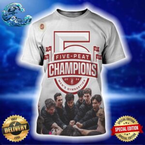 Stanford Cardinal Five Peat Complete Champions 2024 Men’s Gymnastics All Over Print Shirt