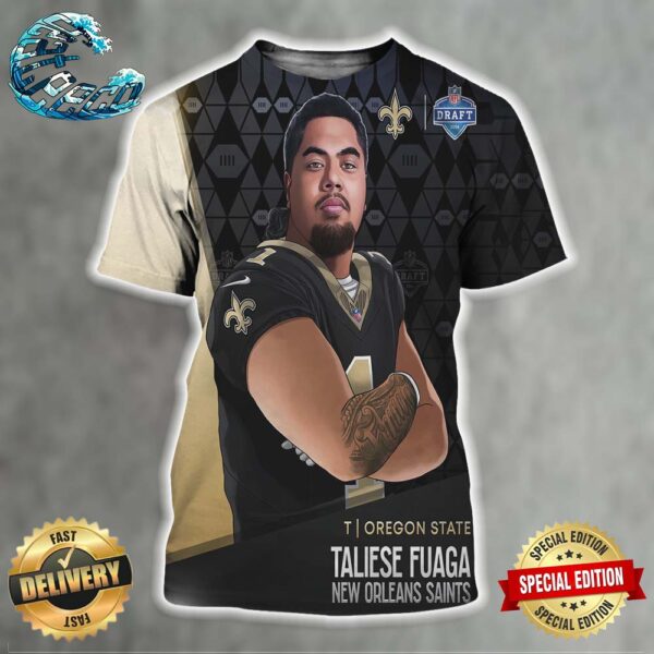 Taliese Fuaga Picked By New Orleans Saints At NFL Draft Detroit 2024 All Over Print Shirt