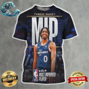 The 2023-24 Kia NBA Most Improved Player Is Tyrese Maxey Philadelphia 76ers All Over Print Shirt