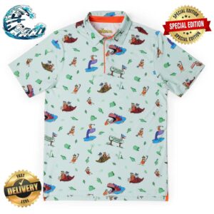 The Flintstones Loyal Order of Dinosaurs Tourney Pattern RSVLTS Collection All Day Unisex Polo Shirt