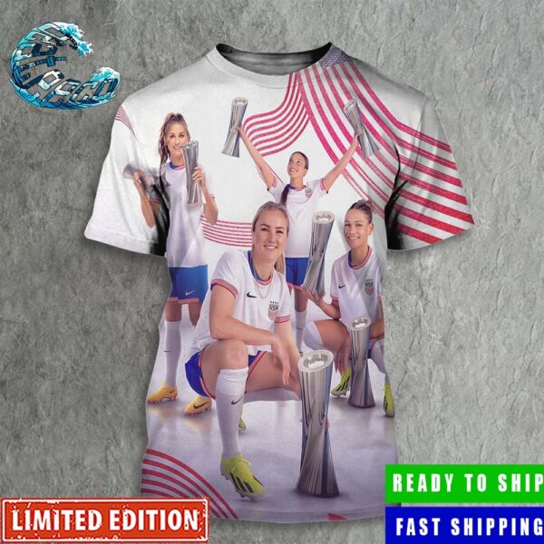 The USWNT Win The Shebelieves Cup Winners 2024 Champions For The Seventh Time All Over Print Shirt