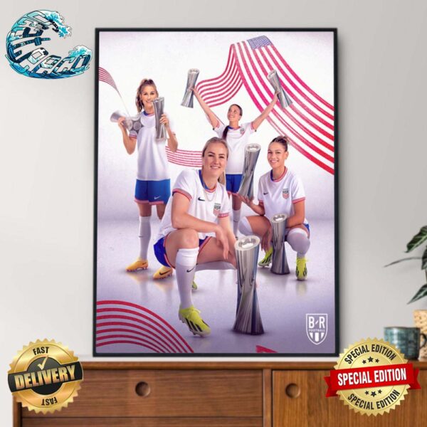 The USWNT Win The Shebelieves Cup Winners 2024 Champions For The Seventh Time Wall Decor Poster Canvas