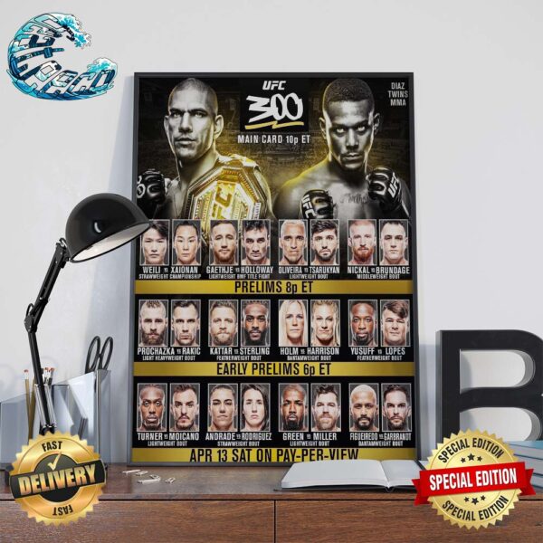 UFC 300 All Main Card Matchup Home Decor Poster Canvas