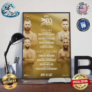 UFC 300 Five Matchup Prelims And Four Matchup Early Prelims On April 13 Sat Home Decor Poster Canvas