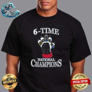 Uconn Huskies 6 Time National Champions Mascot Champions Rings Vintage T-Shirt