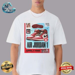 Vintage Air Jordan 1 Chicago 1985 Poster Sneaker Gift For Fan Unisex T-Shirt