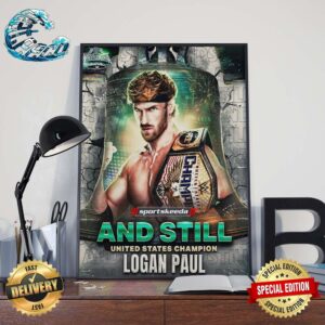 WWE WrestleMania XL Logan Paul Defeats Kevin Owens And Randy Orton And Still United States Champion Wall Decor Poster Canvas