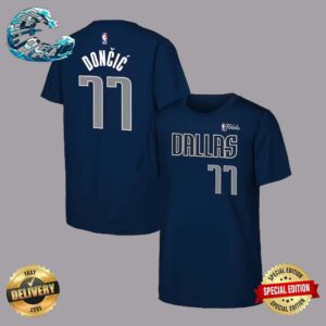 2024 NBA Finals Luka Doncic 77 Dallas Mavericks Name And Number Navy Two Sides Print Premium T-Shirt
