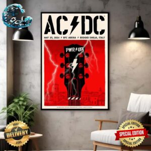 ACDC Power Up Tour City Concert Official Poster Collectors Edition For Tonight Show At RFC Arena In Reggio Emilia Italy On May 25 2024 Poster Canvas