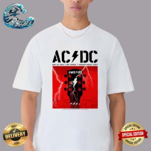 ACDC Power Up Tour City Concert Official Poster Collectors Edition For Tonight Show At RFC Arena In Reggio Emilia Italy On May 25 2024 Vintage T-Shirt