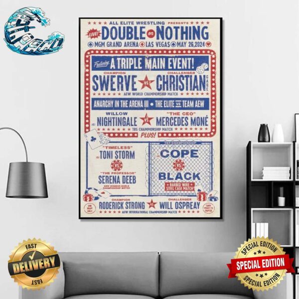 AEW Double Or Nothing 2024 All Event Poster Home Decor