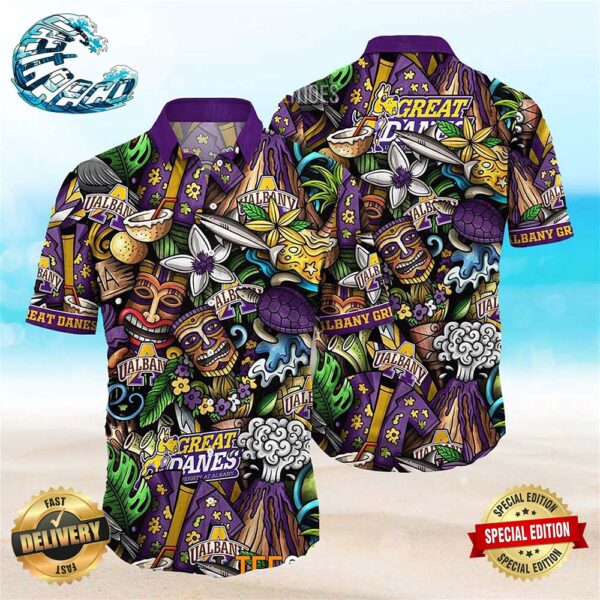 Albany Great Danes NCAA Mens Floral Special Design Hawaiian Shirt