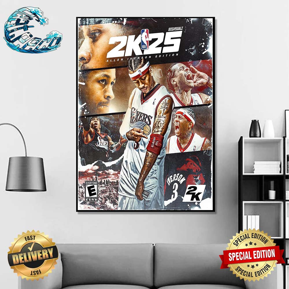 Allen Iverson Receive The Cover Athlete Of NBA 2K25 Home Decor Poster Canvas