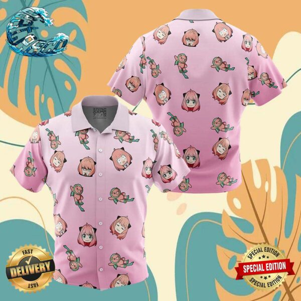 Anya Pattern Spy x Family Button Up Anime Ape Hawaiian Shirt
