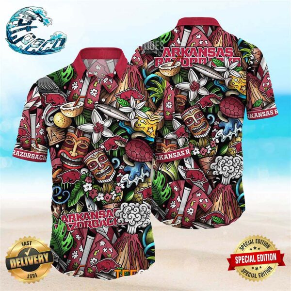 Arkansas Razorbacks Ncaa Mens Floral Special Design Hawaiian Shirt