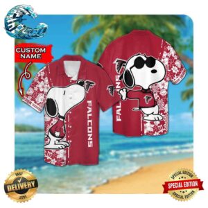 Atlanta Falcons And Snoopy Custom Name Hawaii Shirt Summer Button Up Shirt For Men Women