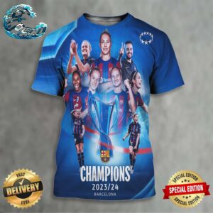Back-To-Back UWCL Winners Champions 2023-24 FC Barcelona Femení All Over Print Shirt