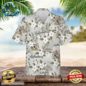 Ballantines Hawaiian Button Up Shirt Flowers Pattern Loves