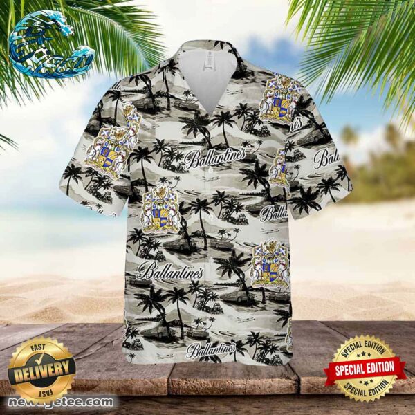 Ballantines Hawaiian Sea Island Pattern Shirt Hawaii Beer