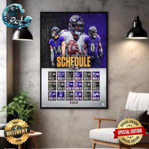 Baltimore Ravens NFL 2024 Season Schedule Home Decor Poster Canvas