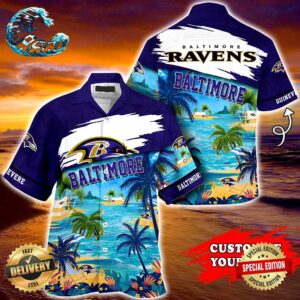 Baltimore Ravens NFL Personalized Hawaiian Shirt, beach shorts