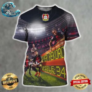 Bayer 04 Leverkusen Spiele Ungeschlagen 34 Meister SVB Euver Rekord At The Bundesliga Saison 2023-2024 All Over Print Shirt
