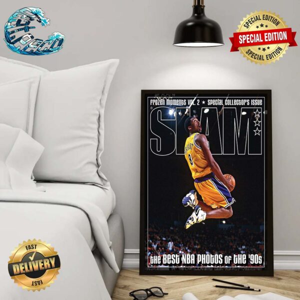 Best NBA Photos Of The 90s Kobe Bryant On The Slam Presents Magazine Cover Wall Decor Poster Canvas