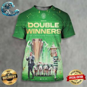 Celtic Football Club 2023-24 Double Winners Don’t Back Down Double Down All Over Print Shirt