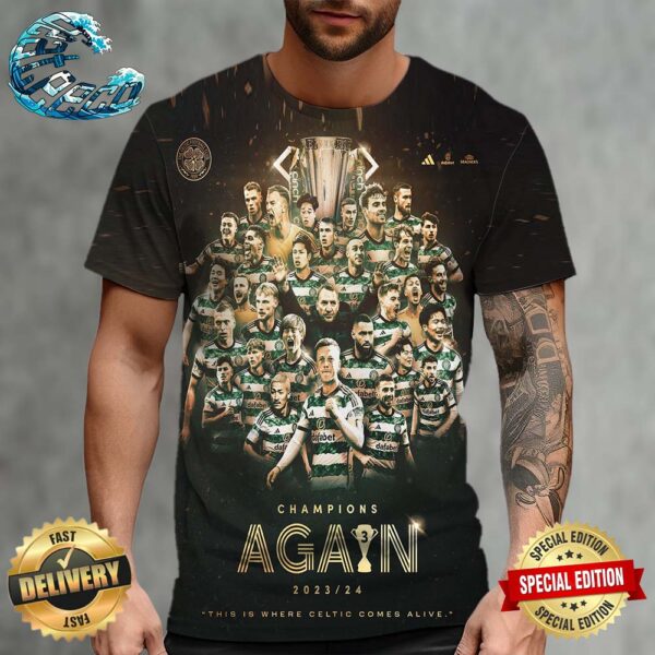 Celtic Football Club Champions Again 2023-2024 All Over Print Shirt