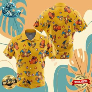 Charizard Pattern Pokemon Button Up Anime Ape Hawaiian Shirt