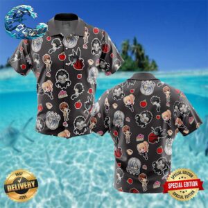 Chibi Death Note Pattern Button Up Hawaiian Shirt