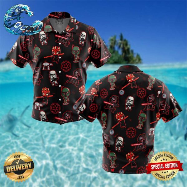 Chibi Sith Galactic Empire Star Wars Pattern Button Up Hawaiian Shirt