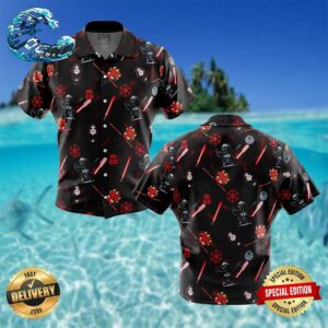 Chibi Sith Pattern Star Wars Pattern Button Up Hawaiian Shirt