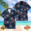 Cleveland Indians America Flag Tropical Floral MLB Aloha Hawaiian Shirt Beach Shorts Custom Name For Men Women