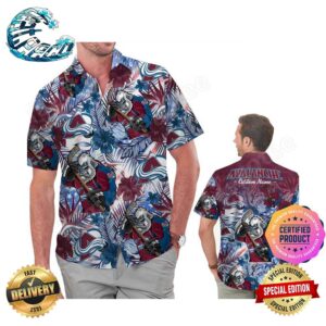 Colorado Avalanche America Flag Tropical Floral Aloha Hawaiian Shirt, Beach Shorts Custom Name For Men Women