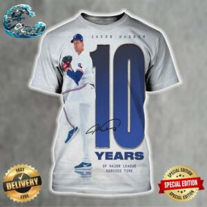 Congrats Jacos DeGrom On 10 Years Of MLB Service Time All Over Print Shirt