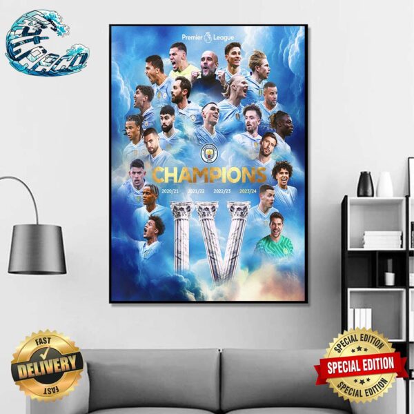 Congrats Manchester City Are Season 2023 2024 Premier League Champions Home Decor Poster Canvas