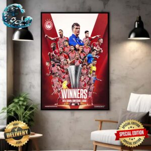 Congrats Olympiacos FC UEFA Europa Conference League Winners 2024 Home Decor Poster Canvas