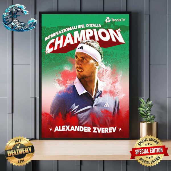 Congratulations Alexander Zverev Internazionali BNL D’Italia Two-Time Rome Champion Home Decor Poster Canvas