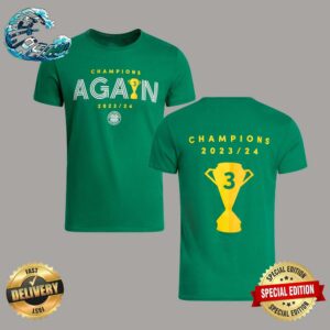 Congratulations Celtic Football Club Champions Again 2023-2024 Two Sides Print Vintage T-Shirt