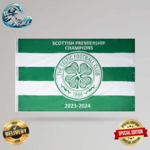 Congratulations Celtic Football Club Scottish Premiership Champions Again 2023-2024 Flag