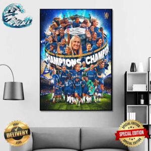 Congratulations Chelsea FC Women’s Super League 2023-2024 Are The Champions Wall Decor Poster Canvas