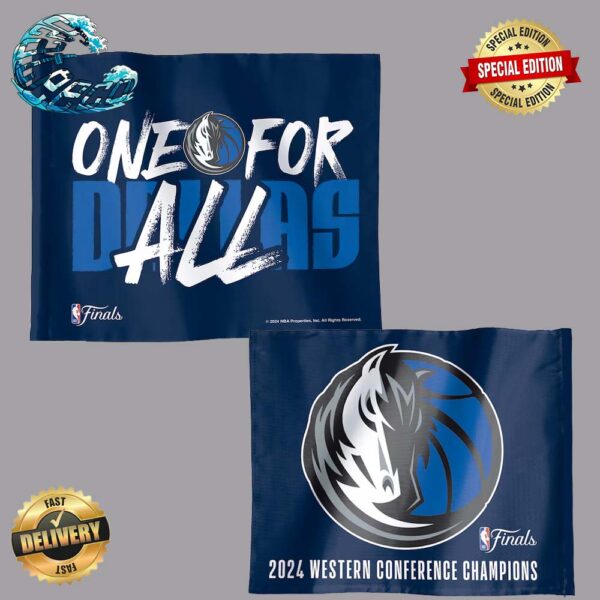 Dallas Mavericks One For All 2024 Western Conference Champions NBA Final Two Sides Flag