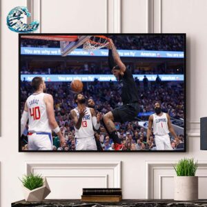 Daniel Gafford 21 Dallas Mavericks Ducks Over LA Clippers Forward Paul George 13 During The Second Half Of Game 6 Of An NBA First-Round Playoff Series Poster