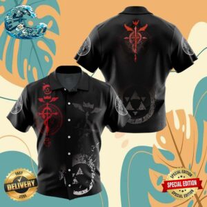 Edward Elric V2 Full Metal Alchemist Button Up Anime Ape Hawaiian Shirt