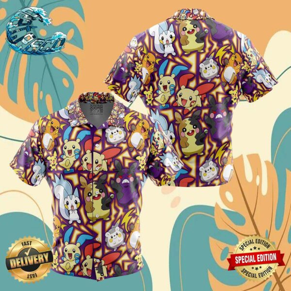 Electric Rodent Type Pokemon Pokemon Button Up Anime Ape Hawaiian Shirt